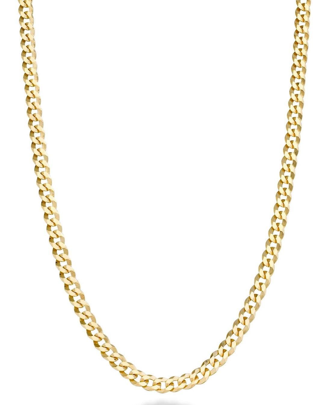 MiabellaItalian Solid 18k Gold Over 925 Sterling Silver 3.5mm Diamond Cut Cuban Link Curb Chain Necklace for Women, Made in Italy