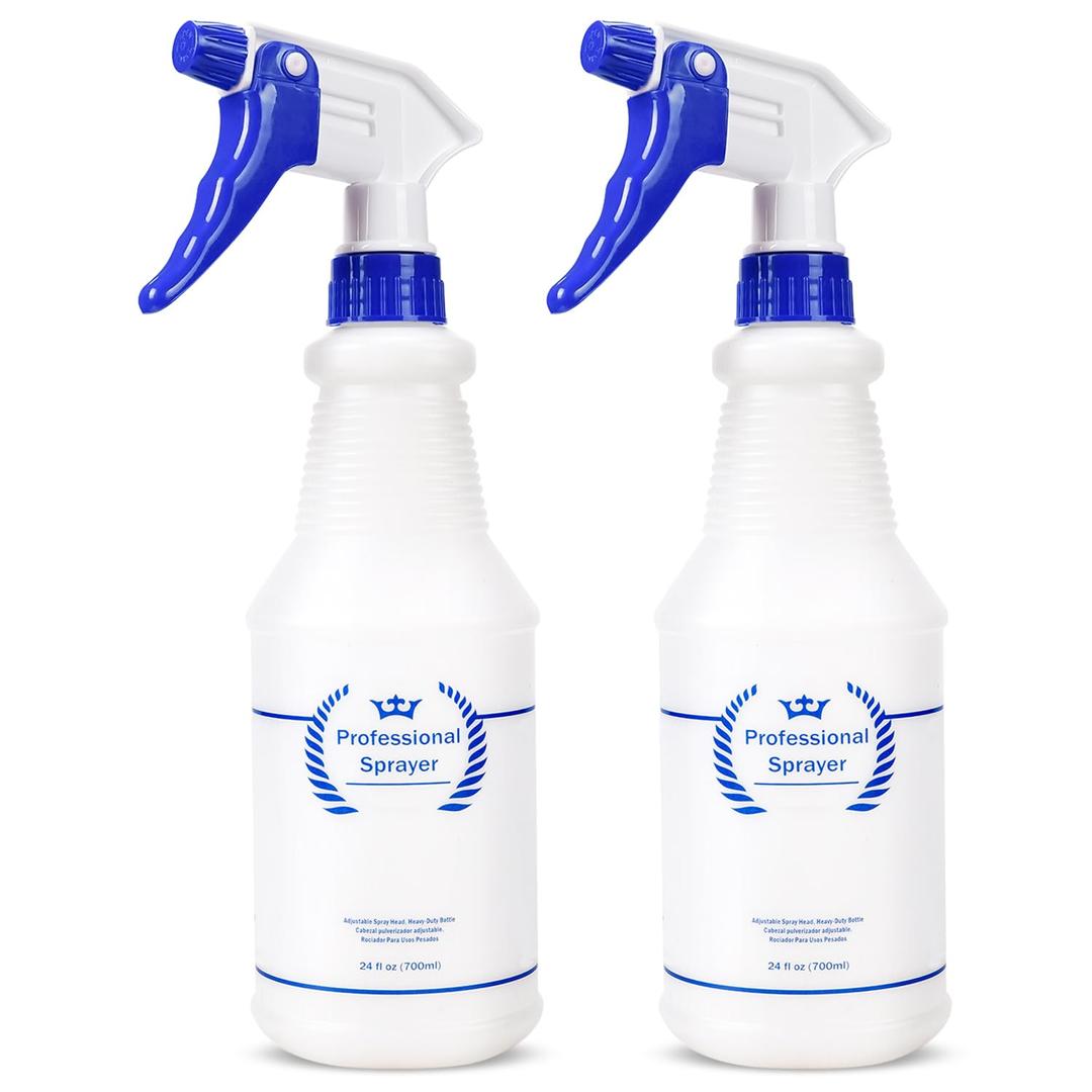 Plastic Spray Bottle, Empty Spray Bottles (2 Pack 24 Oz), Bealee All-Purpose Sprayer for Cleaning Solutions, Bleach Spray, Planting, BBQ, Mist & Stream Water Spraying Bottle with Adjustable Nozzle