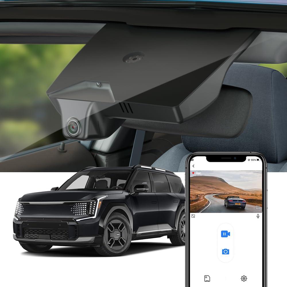 Fitcamx 4K Dash Cam Suitable for Kia EV9 2023 2024 Wind Land GT-Line (Part No#DO000), OEM Factory Look, UHD 2160P Video, Built-in WiFi & APP, Loop Recording, G-Sensor, Easy to Install, 64GB Card