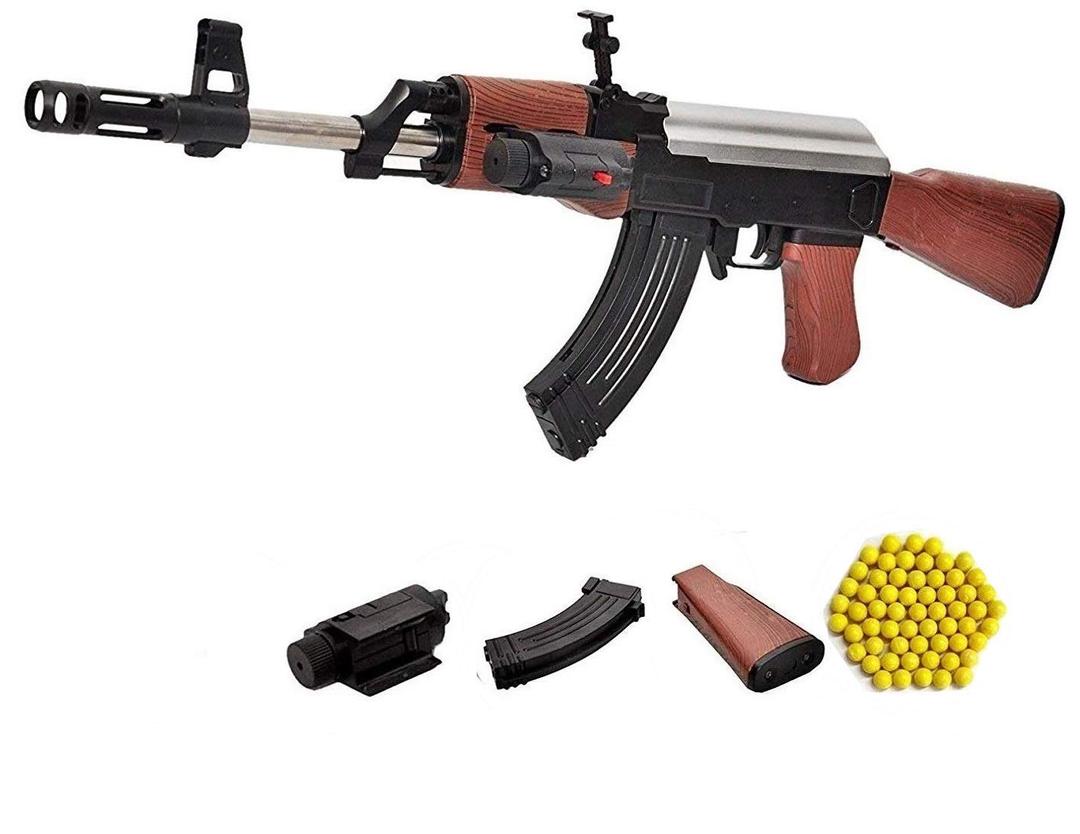 Fiddlys Ak 47 Toy Gun/Shooting Gun for Kids with Laser Light and 500 Bullets Guns & Darts,Brown