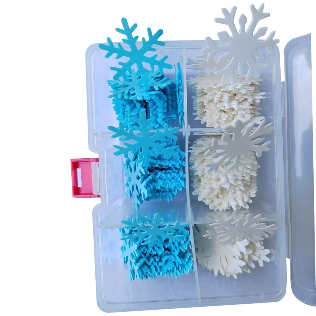 50Pcs Edible Cake Cupcake Toppers Snowflakes Christmas Winter Party Decoration White and Blue