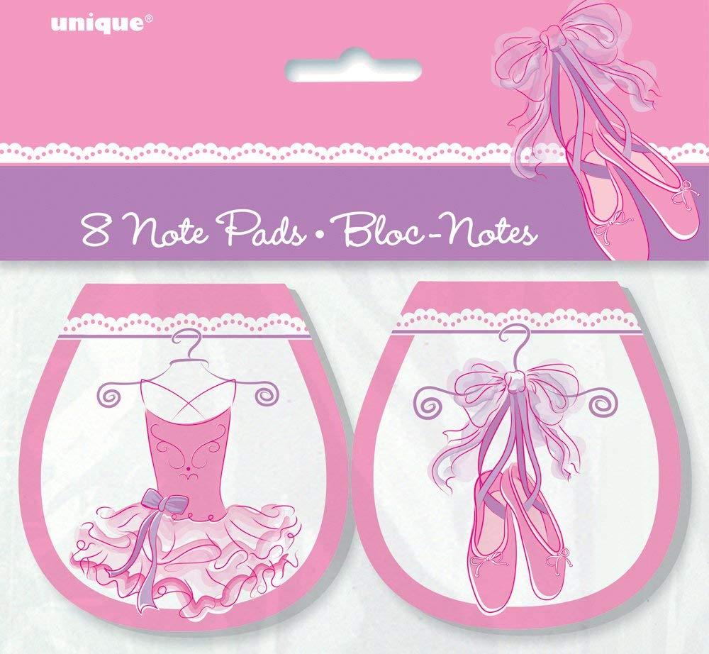 Unique Party 49491 - Pink Ballerina Notepad Party Bag Fillers, Pack of 8