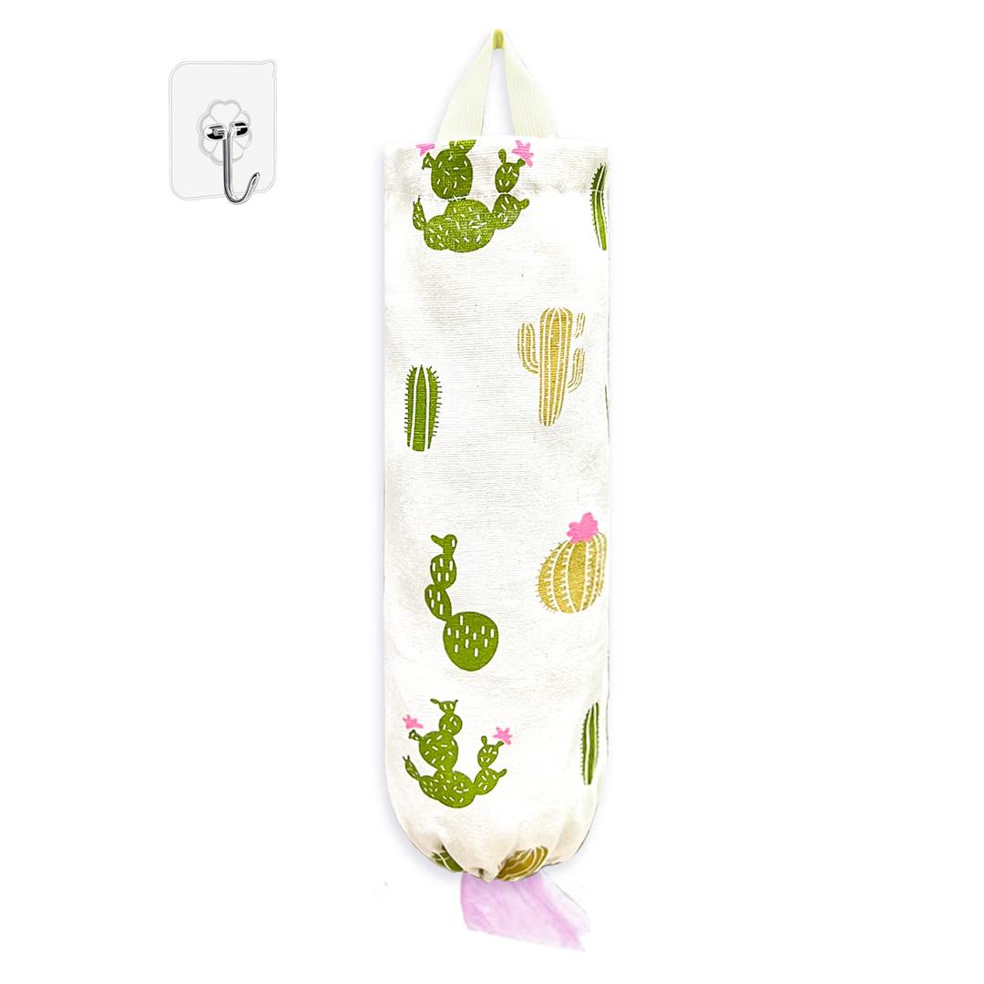 Plastic Bag Holder，Reusable Grocery Bag Holder，Wall Mount Plastic Bag Organizer Shopping Bags Carrier，Washable Large Grocery Bag Storage Dispenser ​for Home Kitchen Travelling Decor, 1 Pack，Cactus