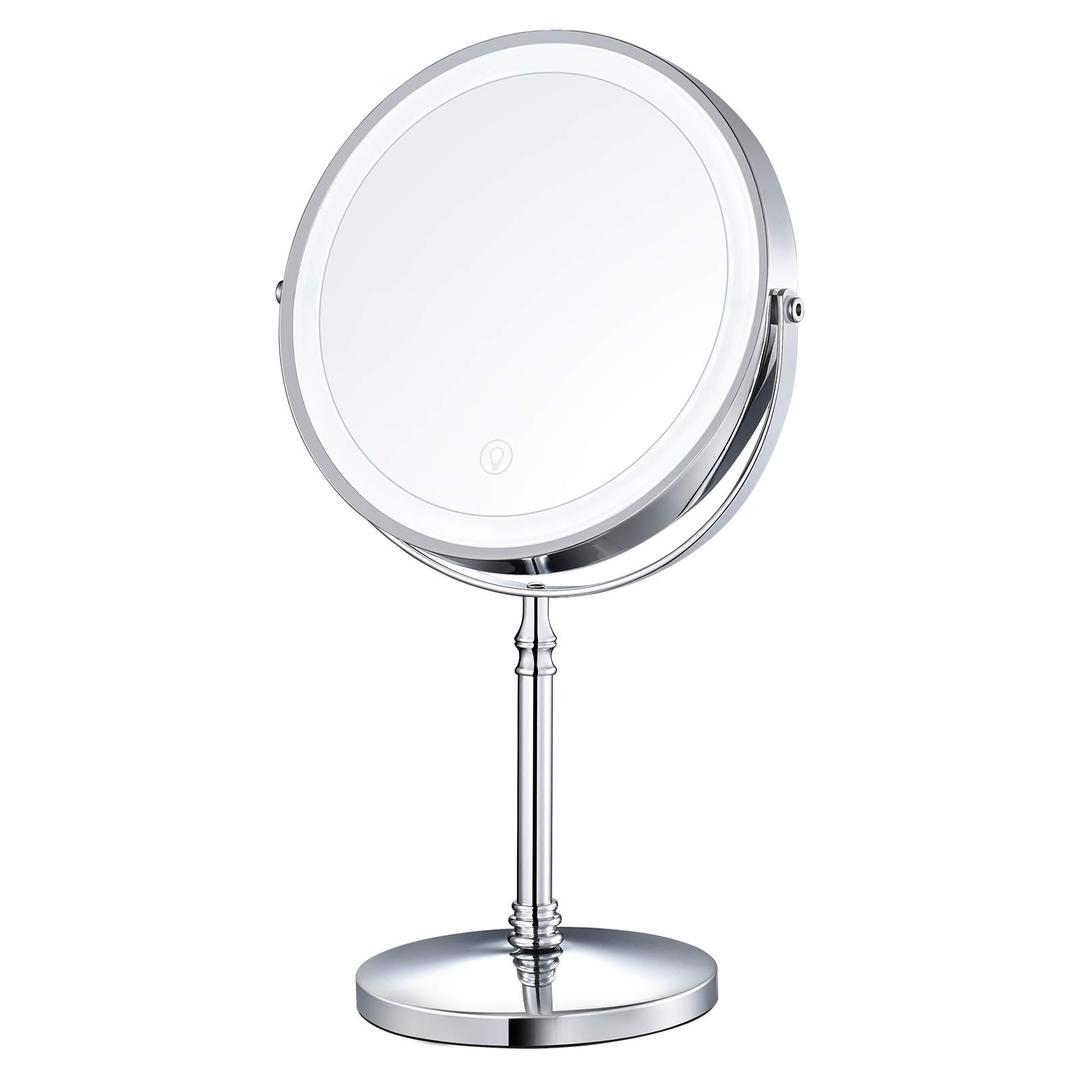 8" Lighted Makeup Mirror, 10X Makeup Mirror with Lights, Double Sided Dimmable Magnifying Mirror with Light, Rechargeable and Brightness Adjustable, Cordless Vanity Mirror with Lights