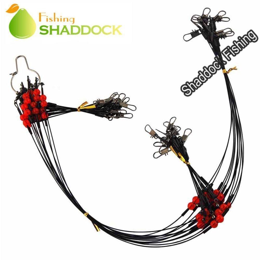 12pcs/Set Stainless Steel Wire Leaders Fishing Rigs with Swivel Snaps Beads High-Strength Fishing Wire Rigs Fishing Trace Lures Steel Wire Leader Spinner Fishing Line Tackle