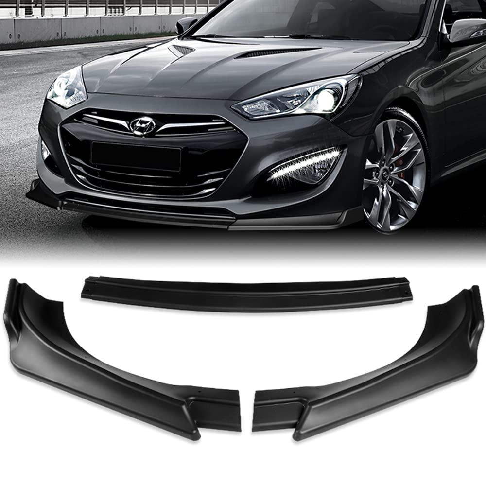 , Front Bumper Lip fit for compatible with 2013 - 2016 Hyundai Genesis Coupe, Front Bumper Lip Spoiler Air Chin Body Kit Splitter Unpainted Matt Black, 2014 2015 (KS-Style)