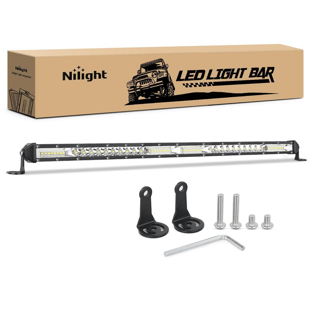 Nilight Slim LED Light Bar 21 Inch 52LED Single Row Spot Flood Combo Fog Light Driving Light Work Light Roof Bumper Lamp Offroad Light for 4x4 Trucks SUV ATV UTV