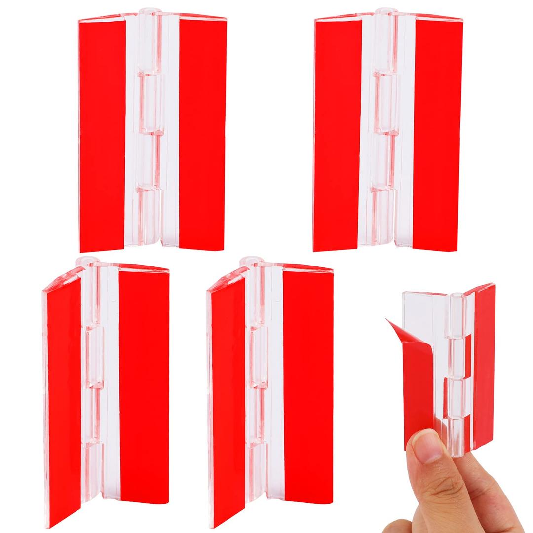 4 Pcs Self-Adhesive Hinge Clear Plastic Hinges Acrylic Hinge Continuous Piano Folding Hinges for Crafts, Aquarium Lid, Cabinet, Furniture, Display Stand 65x40 mm