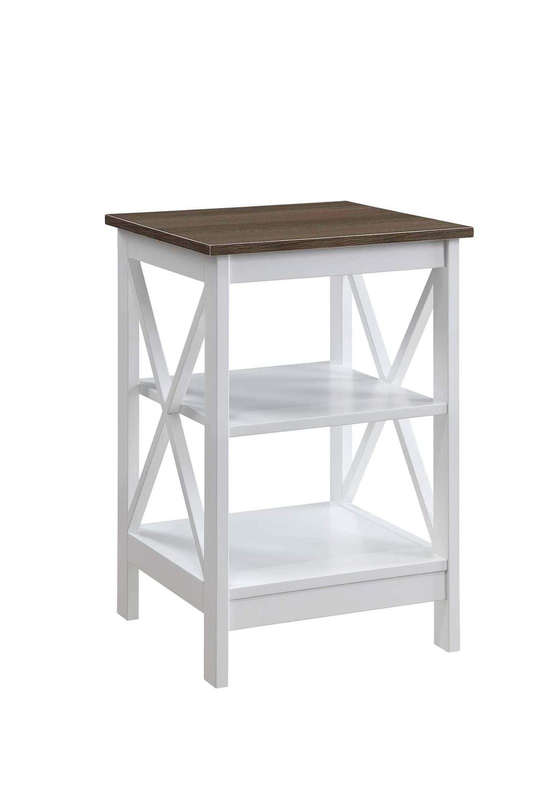 Convenience Concepts Oxford End Table with Shelves, Driftwood/White