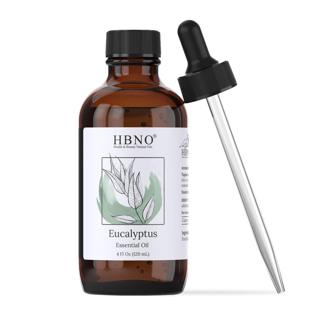 HBNO California Bottled Eucalyptus Essential Oil for Diffuser 4 fl oz (120ml) - Natural Eucalyptus Oil - Perfect Eucalyptus Oil Essential Oil for Aromatherapy & DIY - Essential Oils Eucalyptus