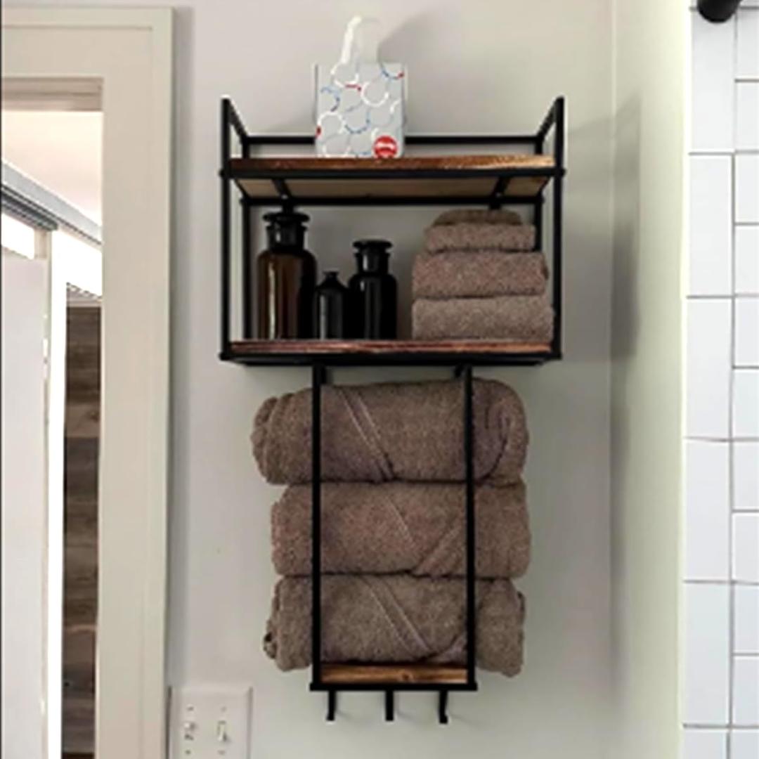 Towel Rack Wall Mounted - Space-Saving Design for Small Bathrooms - Versatile Organizer for Towels, Blankets, and More - Ideal for RVs and Hotels