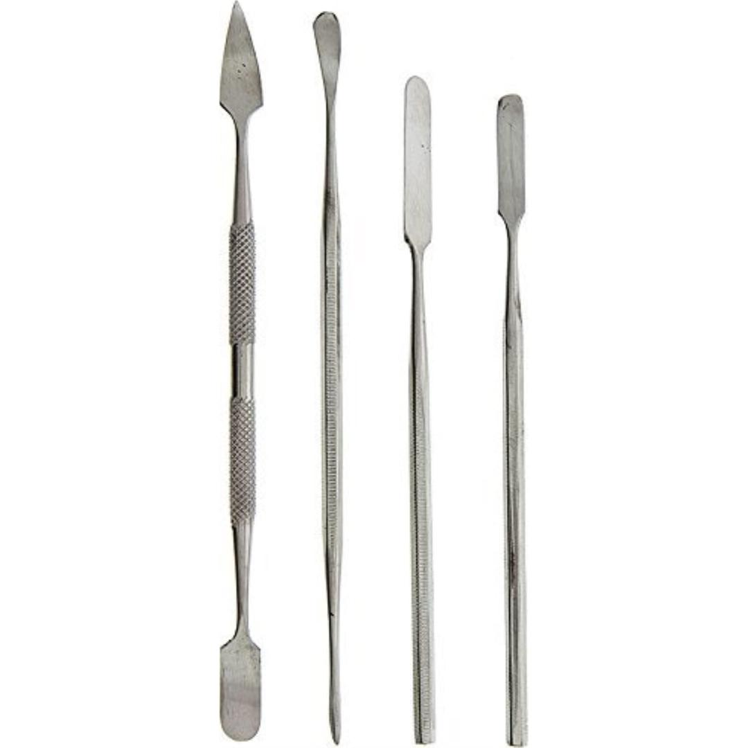 SE 4-Piece Stainless Steel Spatula Set - Versatile Tools for Electronics, Jewelry, Clay, and Craft Projects - DD301