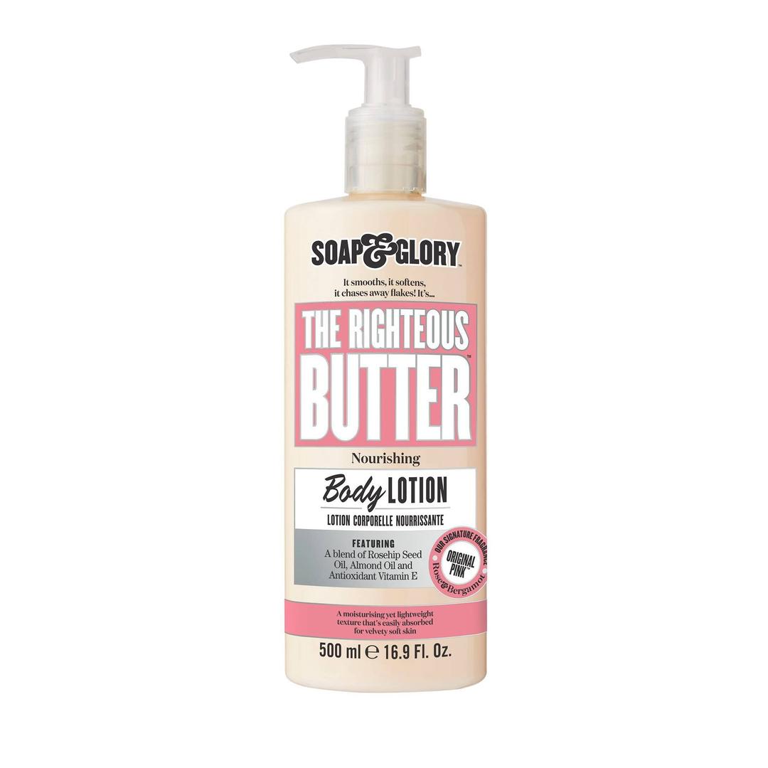 Soap & GloryOriginal Pink The Righteous Butter Moisturizing Body Lotion Pump - Shea Butter, Vitamin E & Aloe Vera Body Moisturizer - Rose & Bergamot Scented Lotion (500ml)