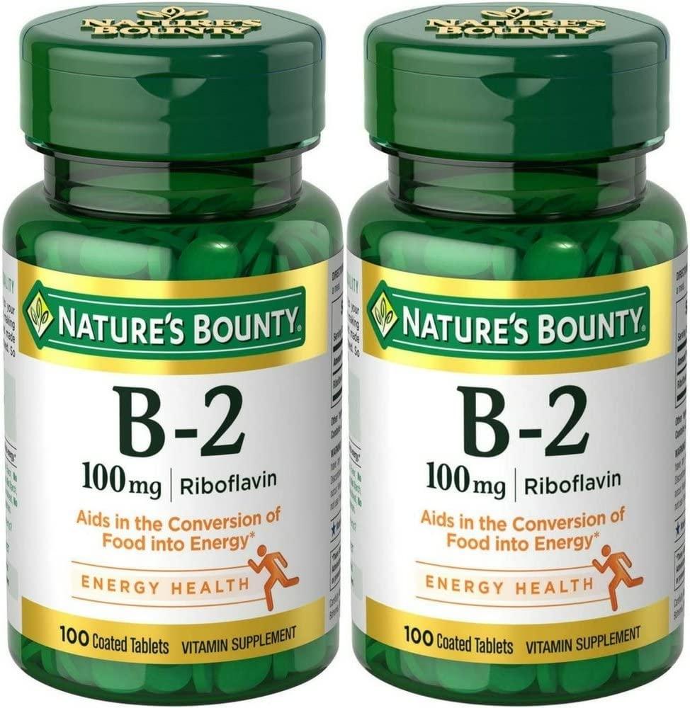 Nature's Bounty, Vitamin B-2, 100 mg, 100 Tablets - Pack of 2