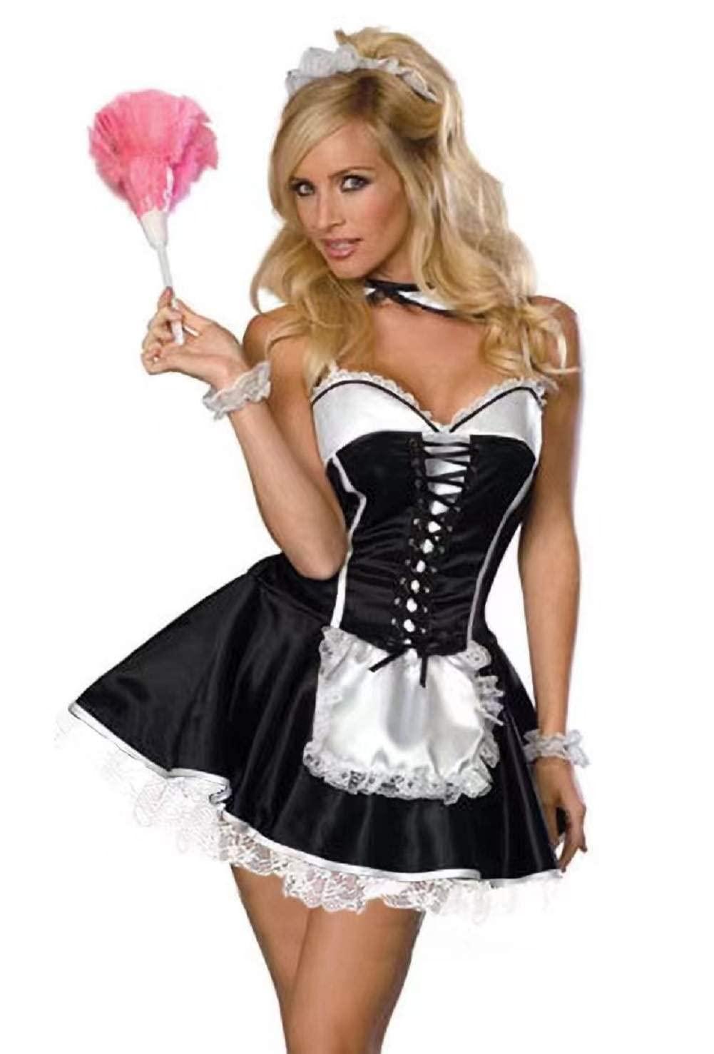 French Maid Costume - XS- 5XL Women Sexy Naughty French Maid Fancy Dress Uniform For Halloween