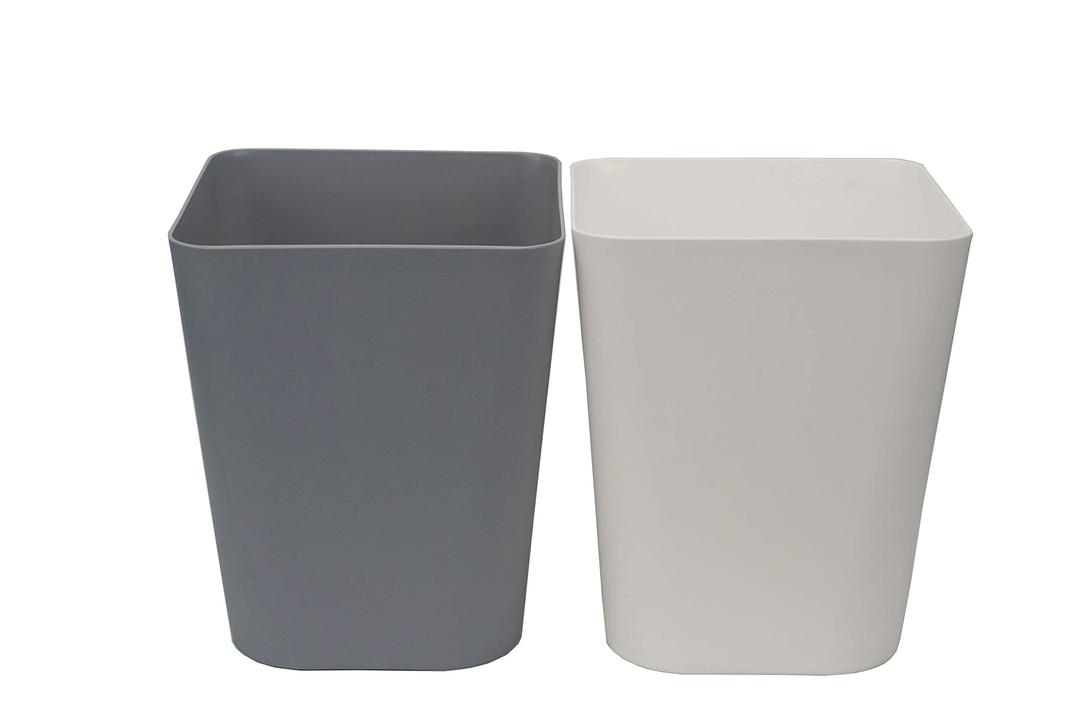 1.6 Gallon Small Trash Can Wastebasket for Kitchen Office Bathroom,Pack of 2(1.6 Gallon(2 Pack), White+Gray)