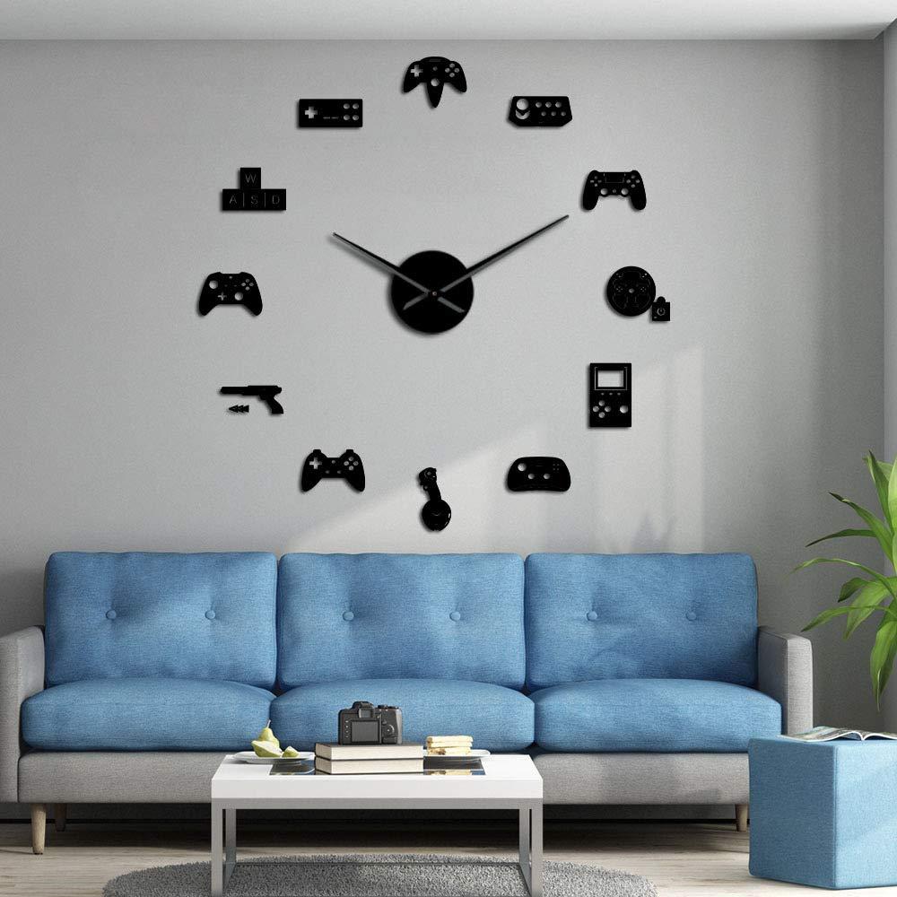 Game Controller Wall Clock Giant Wall Clock Stickers Gamer Wall Art Gaming Signs Boy Bedroom Game Room Decor