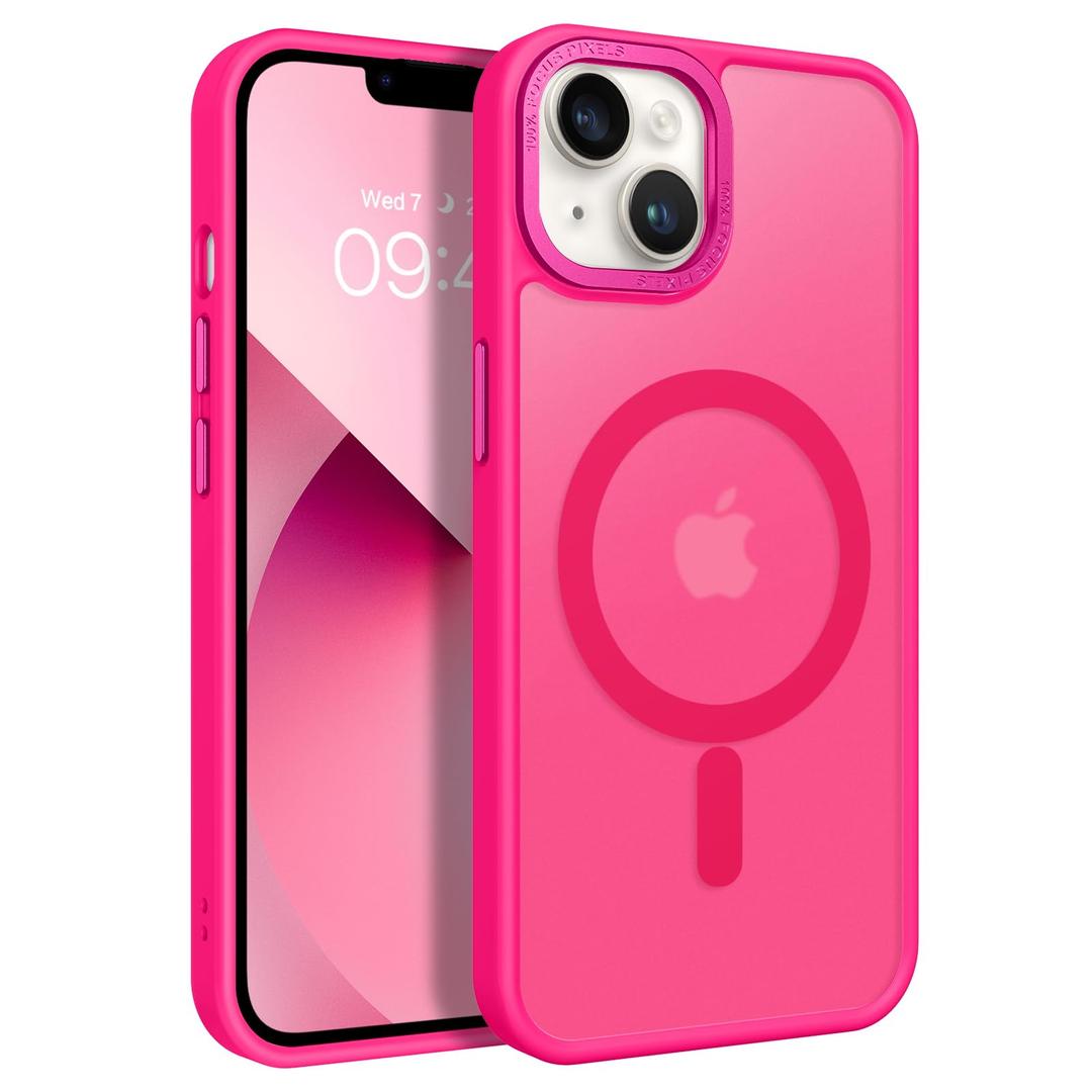 BENTOBEN Magnetic for iPhone 13 Case & iPhone 14 Case [Compatible with Magsafe] Translucent Matte Phone Case iPhone 13/14 Slim Fit Shockproof Women Men Protective Cover for iPhone 13/14 6.1", Hot Pink