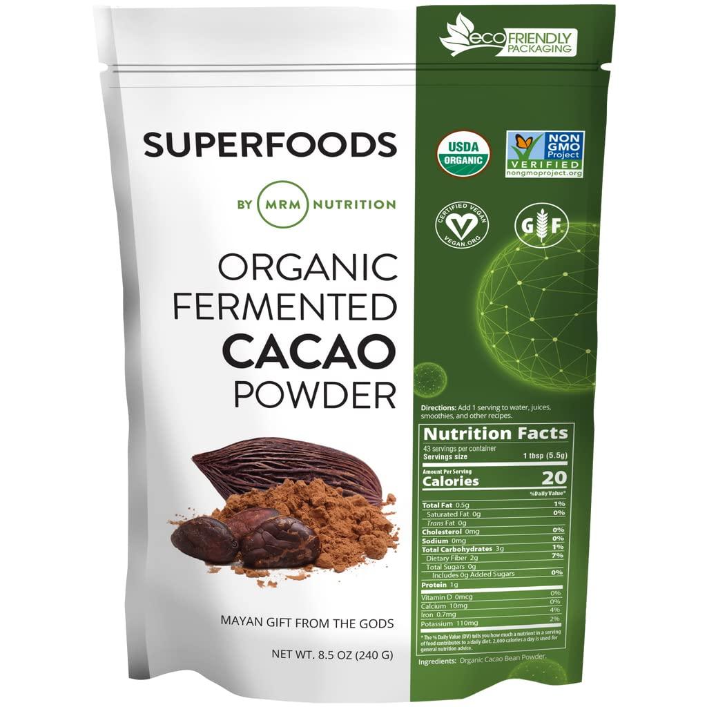 MRM Nutrition Organic Fermented Cacao Powder | Superfood | Antioxidant-rich | Gluten free + vegan | 43 servings