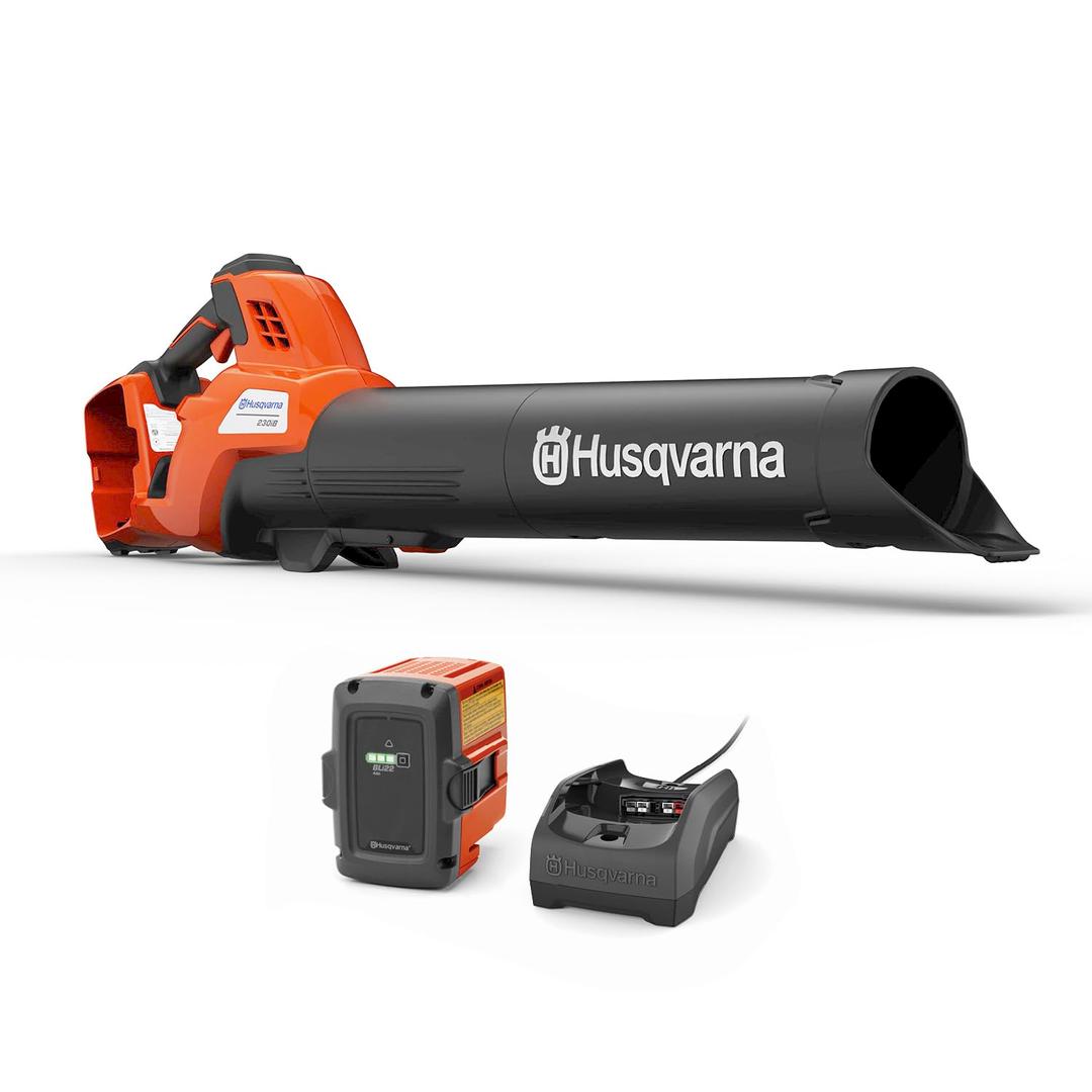 Husqvarna230iB Battery Powered Cordless Leaf Blower, 136-MPH 650-CFM Electric Leaf Blower with Brushless Motor and Quiet Operation, 40V Lithium-Ion Battery and Charger Included