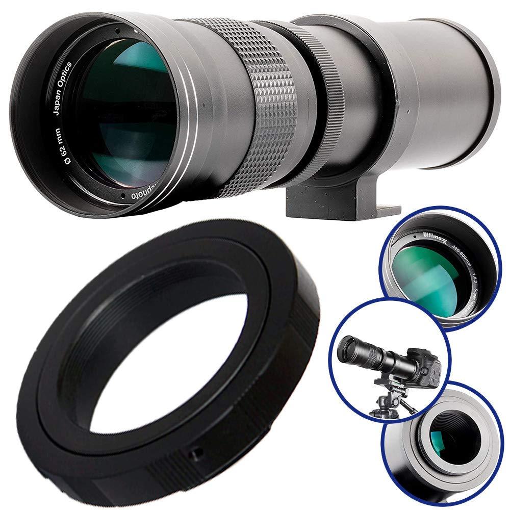 Ultimaxx 420-800mm f/8.3-16 Super HD Manual Telephoto Zoom T-Mount Lens Kit for Nikon D7500, D500, D600, D610, D700, D750, D800, D810, D850, D3100, D3200, D3300, D3400, D5100, D5200, D5300, D5500