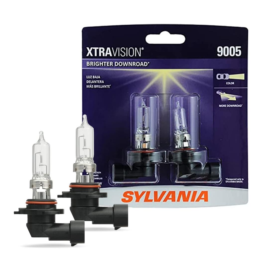 SYLVANIA9005 XtraVision Halogen Headlight Bulb - High-Performance Halogen Car Headlight Bulb - Halogen Headlight Light Bulb with No Glare - Automotive Light Bulb - 2 Bulbs