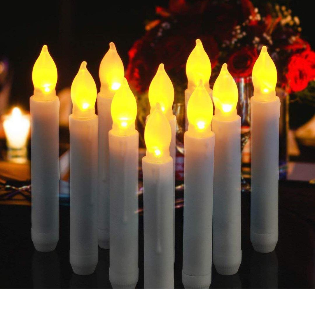 12pcs Flameless LED Candles Lights Battery Operated Votive LED Taper Candles for Christmas Wedding Birthday Party Halloween Room Decorations,6.5 x 0.9 Inch,Batteries Not Included (Warm) (12Pack)