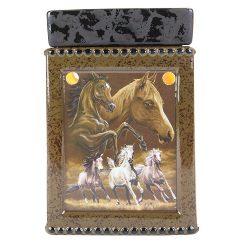 Horse Candle Warmer Wax Melter Nightlight Running Horses Ceramic Bedroom Lighted Decorations for Scents