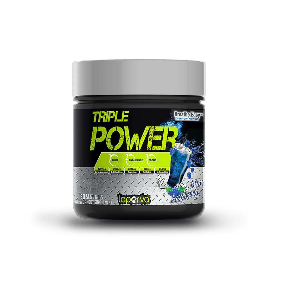 Laperva pre workout powder | Triple Power Pre Workout (Blue Raspberry, 30 servings)