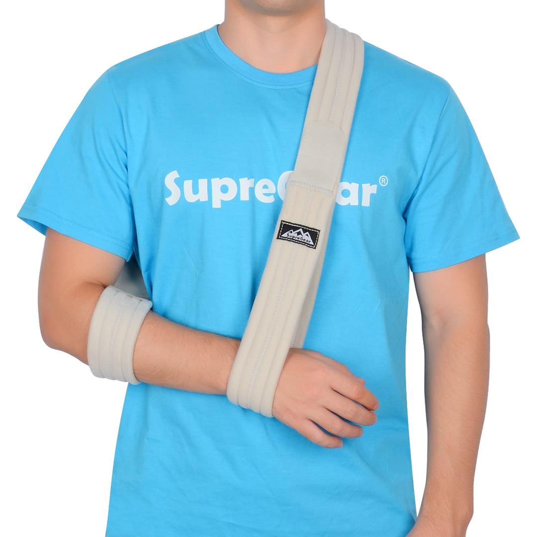 supregear Arm Sling, Adjustable Arm Support Strap, Lightweight Shoulder Immobilizer for Injured Arm Elbow, Broken Collarbone, Torn Rotator Cuff, Dislocation or AC Separation, Left Right, Men Women