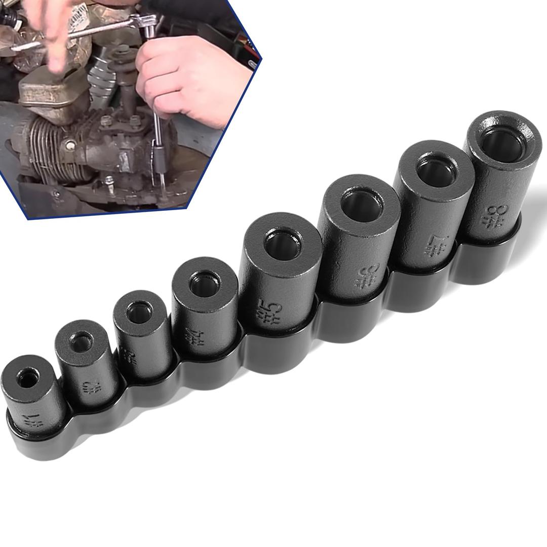 70500 Tap Socket Set Use with 1/4" & 3/8" Drive, Fit Fractional MCTI Standard Tap thru 1/2" & 1/8" NPT taps & Metric Tap thru 12mm Manufactured to MCTI Standard, 8-Piece