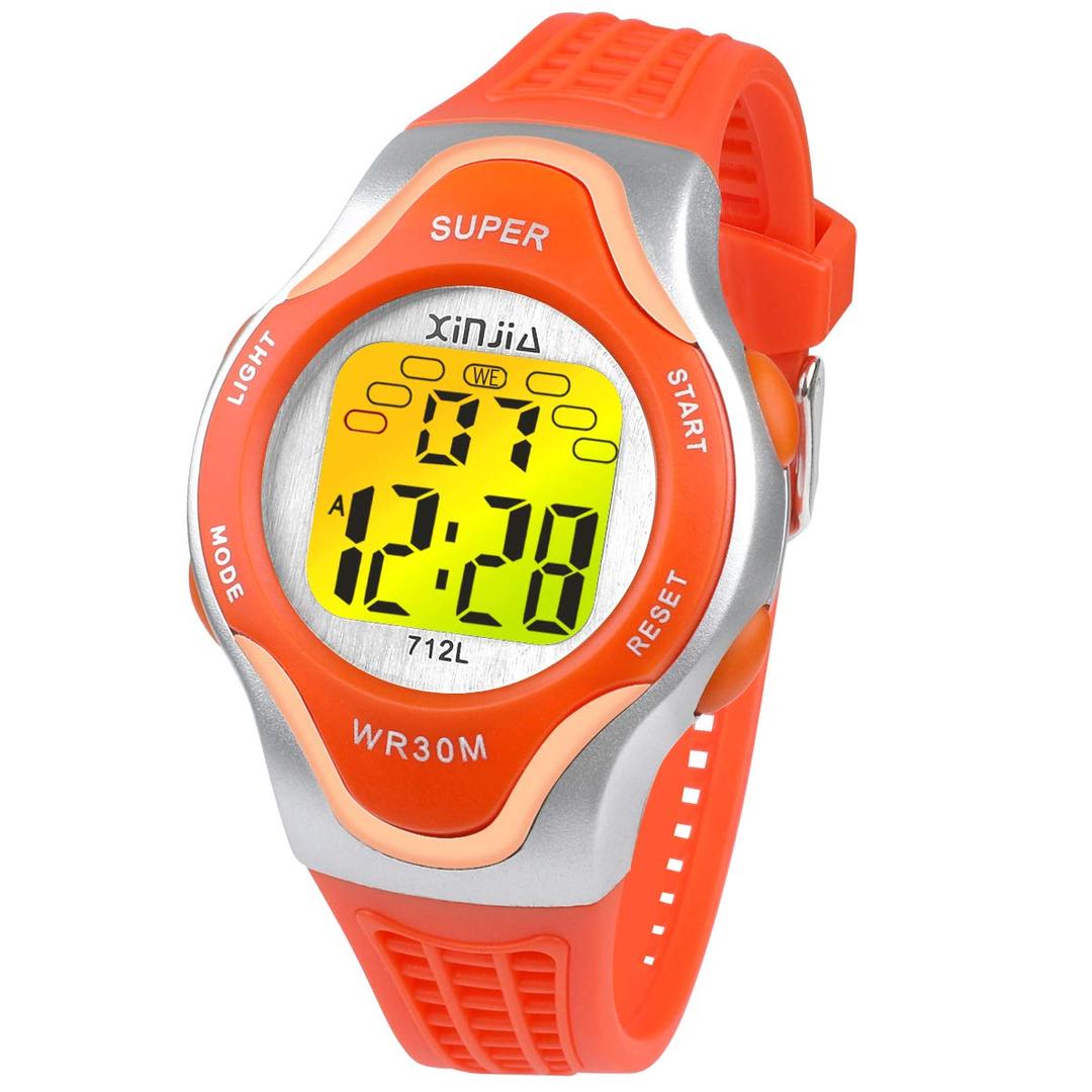 Children's Digital Watches, 7 Colors LED Light Kids Sports Waterproof Digital Watches with Alarm/Timer, Children's Watches Outdoor Watch for Boys Girls (Blue)