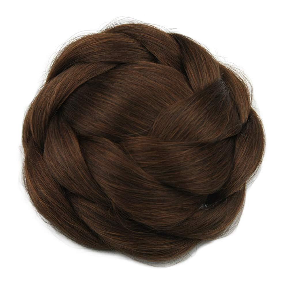 USIX Braided Hair Bun Hair Piece Updo Braided Bun Braided Chignon Hairpiece with Built-in Combs for Women Girls Party Wedding Dancing Hairdos Costume Hair Accessory (2009)