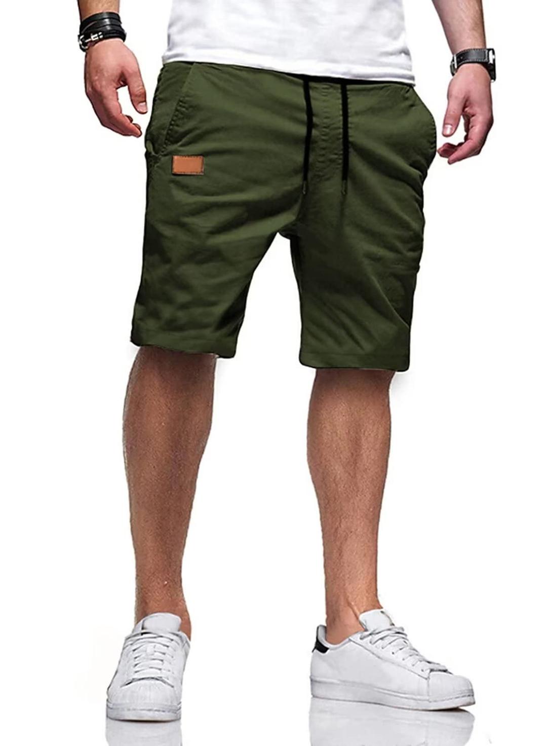 Jolicloth Mens Shorts Summer Cotton Casual Shorts with Drawstring Elastic Waist Pockets