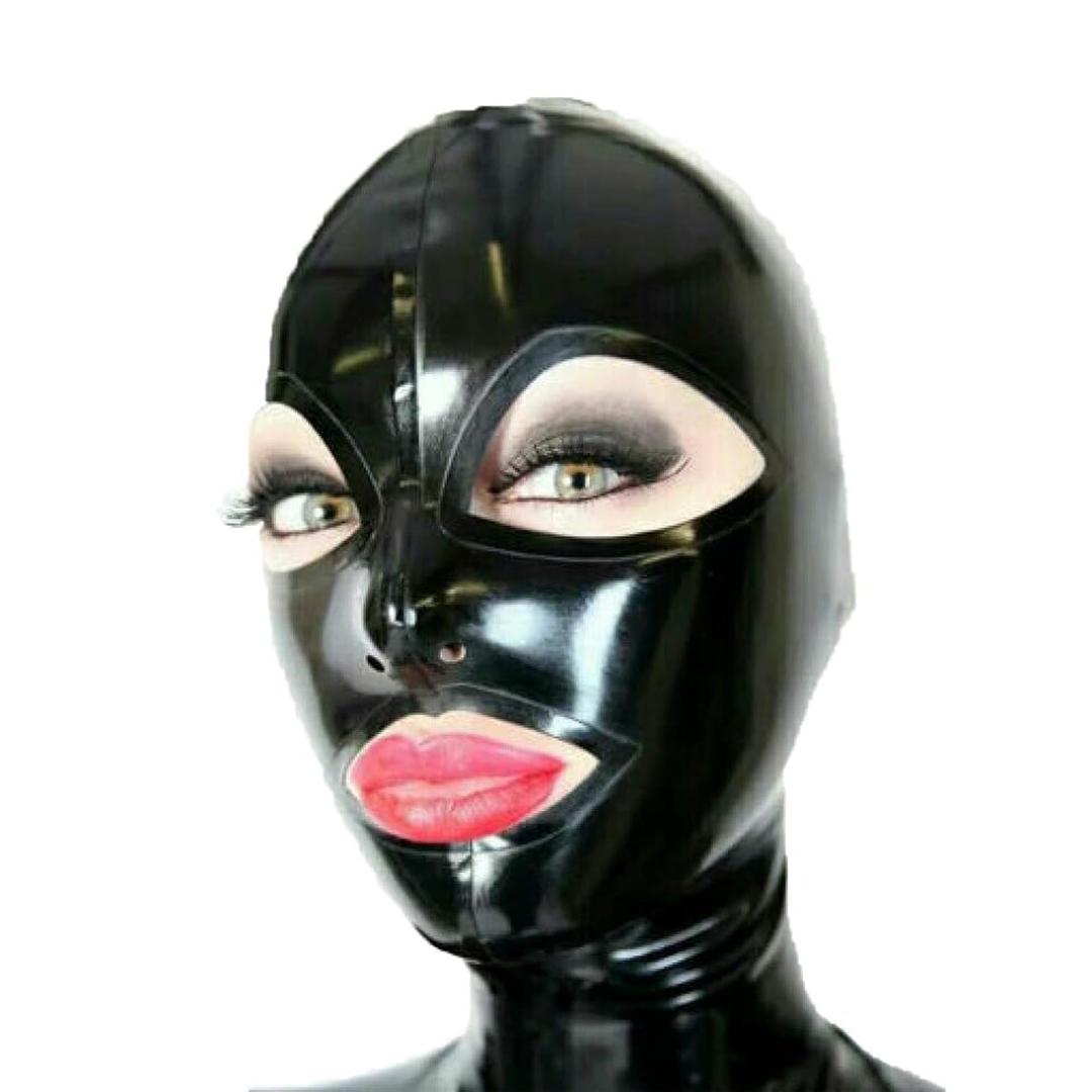 Black Latex Hood Mask Full Face Mask Riding Mask Hood Party Latex Mask