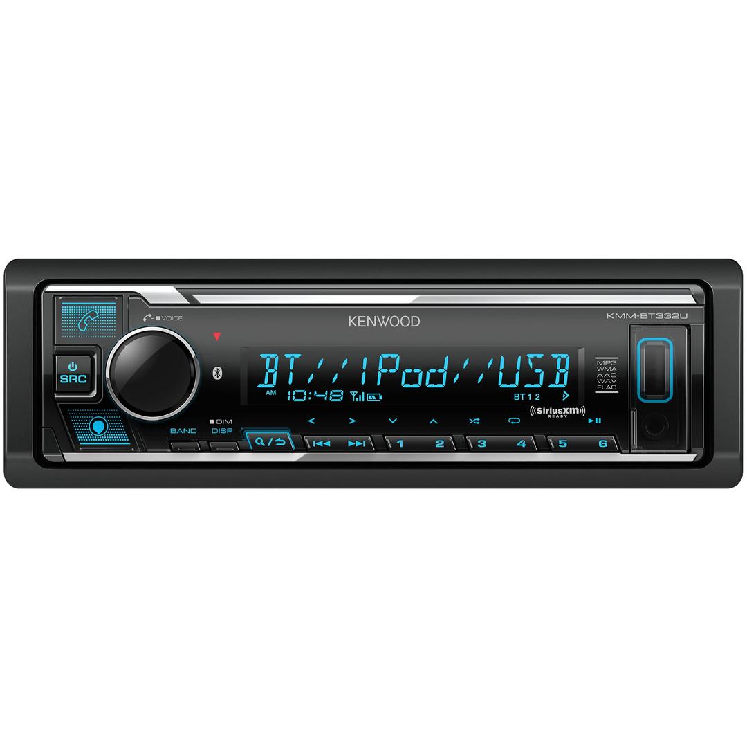 KENWOOD KMM-BT332U Bluetooth Single DIN Car Stereo with USB Port, AM/FM Radio, MP3 Player, Multi Color LCD, Detachable Face, Built in Amazon Alexa, Compatible with SiriusXM Tuner