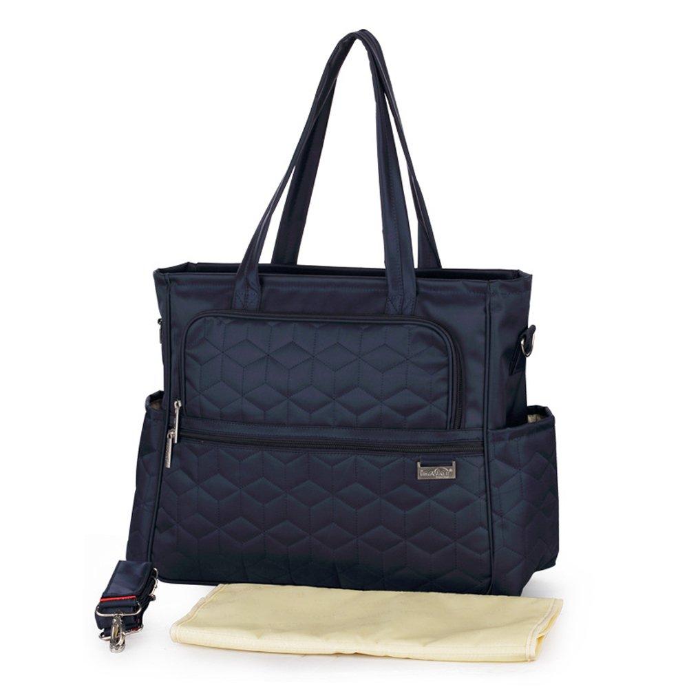 Multifunctional Baby Diaper Mummy Changing Bag Waterproof Nappy Bag Tote Shoulder Bag (Navy blue)