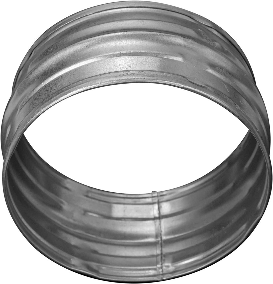 4" Inch Couplings for Ducts Without Gaskets - Metal Vent Duct Connector - 4 Inch Vent Extension - Galvanized Metal Pipe Connection - 4 Inch Dryer Vent Coupler (Galvanized Steel, 4")