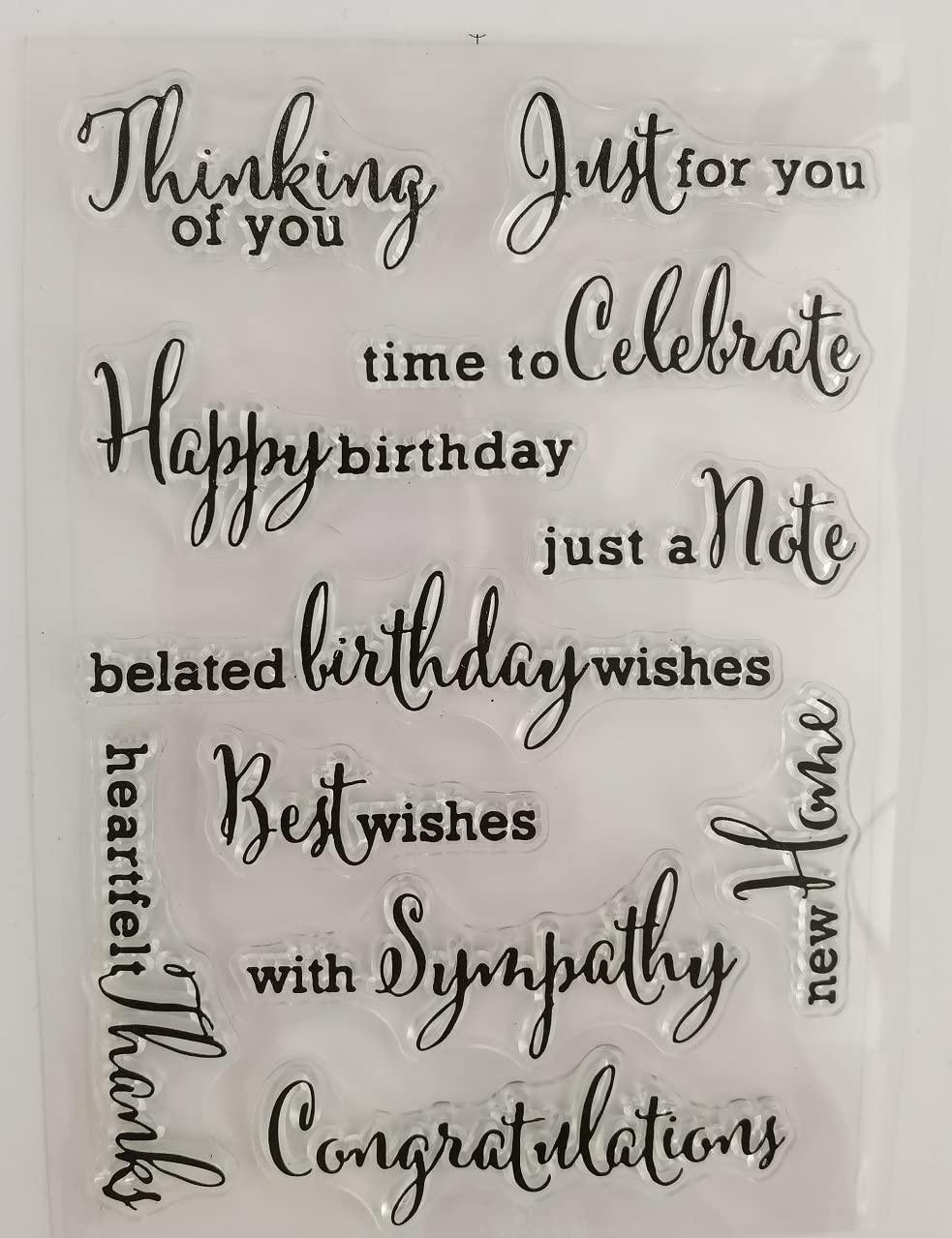 Linda Craft 1pc Thinking of You Time to Celebrate Sentiment Clear Stamps for Card Making Decoration & DIY Scrapbooking