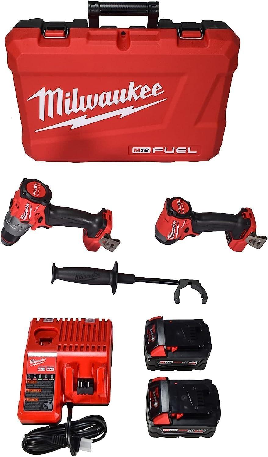 Milwaukee3697-22 18V Lithium-Ion Brushless Cordless Hammer Drill and Impact Driver Combo Kit (2-Tool) with (2) 5.0Ah Batteries, Charger & Tool Case