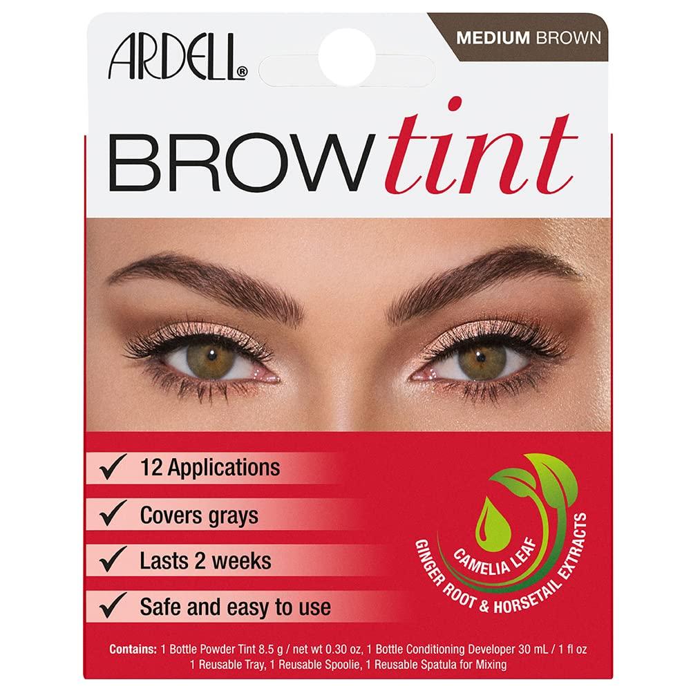 Ardell Brow Tint Medium Brown, Longer-lasting, Semi-permanent Brow Dye, with Natural Extracts, Complete Brow Tinting Kit, 1 pack