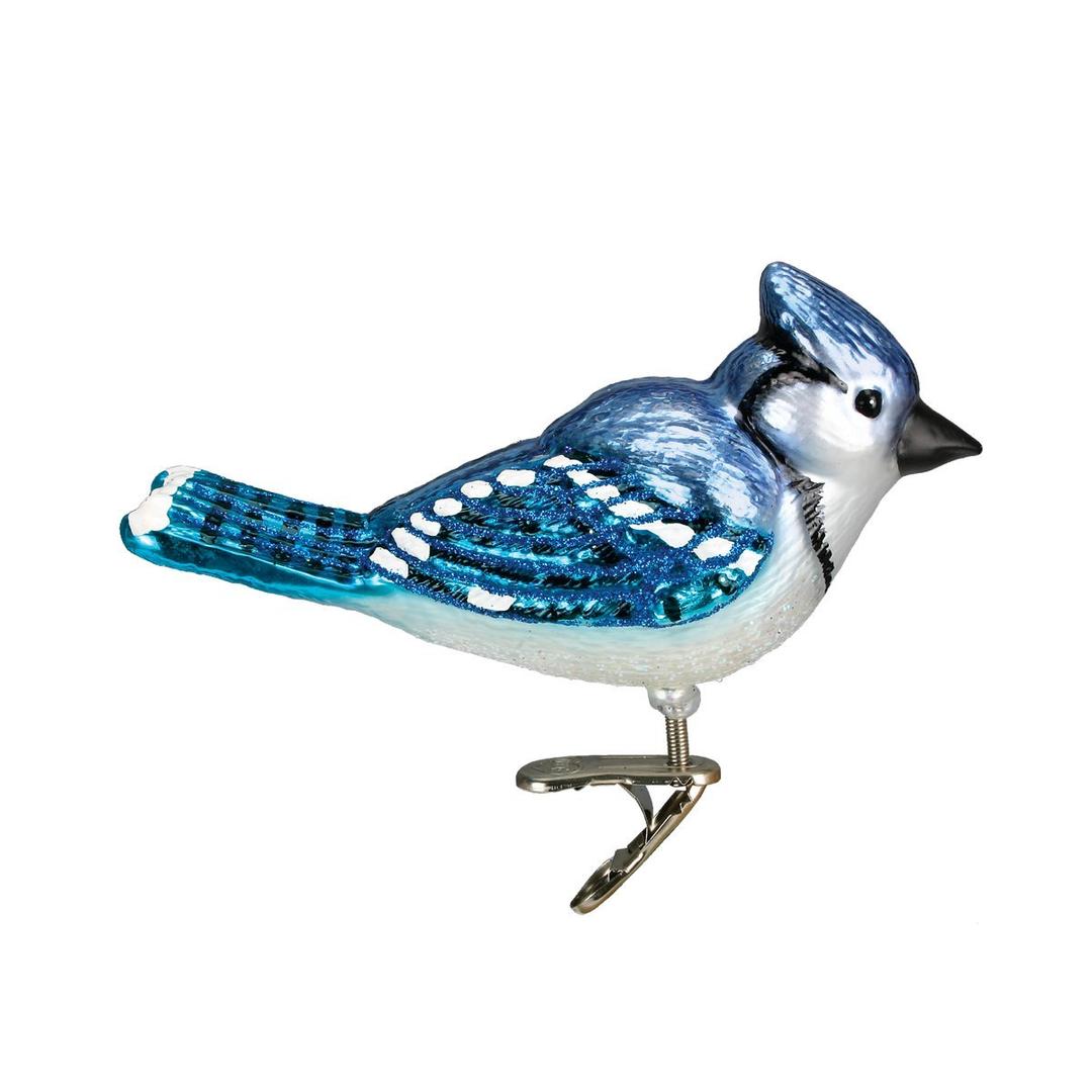 Old World Christmas Ornaments: Bird Watcher Collection Glass Blown Ornaments for Christmas Tree,Bright Blue Jay