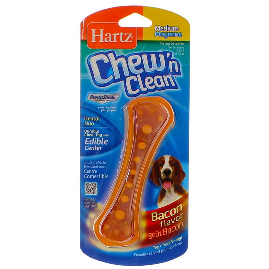 Hartz Chew N' Clean Dental Duo Dog Chew Toy Bacon Flavor, Medium