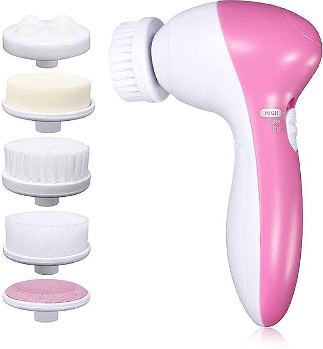 PIARA 5 in 1 Face Facial Exfoliator Electric Massage Machine Care Cleanser Massager Kit For Smoothing Body Beauty Skin Cleaner Facial Massager Machine for Women- Multicolor