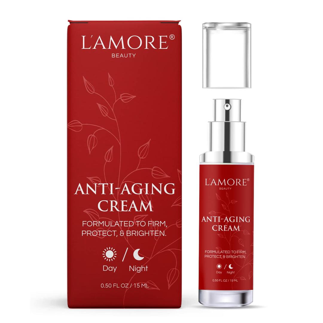 L'AMORE BEAUTY Anti Aging Cream - Wrinkle Cream For Face - Face Moisturizer For Women - Retinol Cream For Face - Collagen Face Cream - Peptide Face Cream - Daily Facial Moisturizer, 15ml