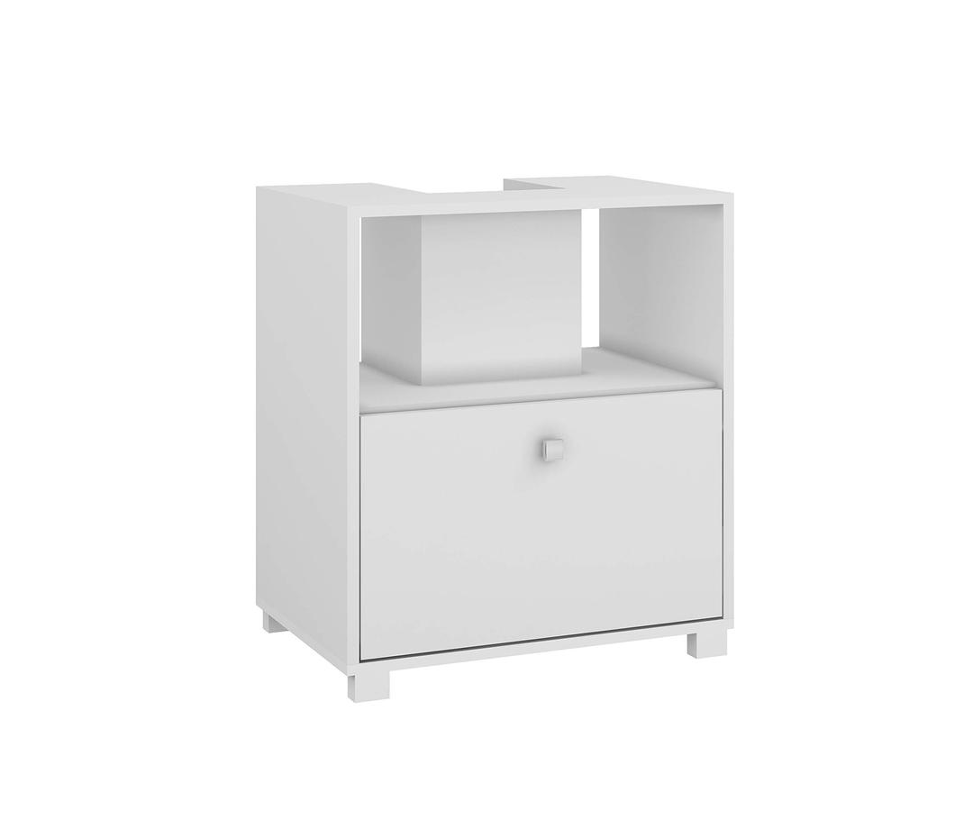 Brv Moveis Bathroom Cabinet With 1 Door And Shelf, White (Bbn 02-06) - 59.8 X 53.5 X 35 cm