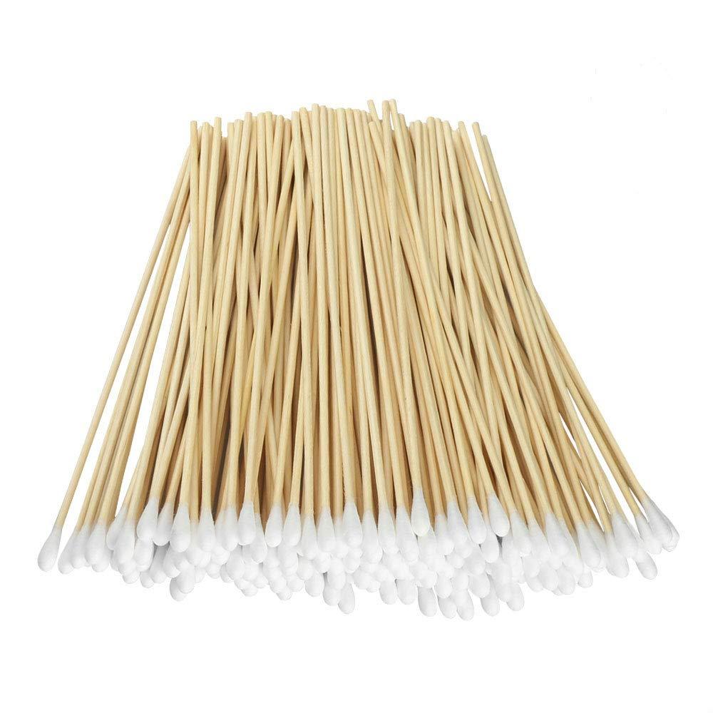 200 Pcs Count 6" Inch Long Cotton Swabs with Wooden Handles Cotton Tipped Applicator, Cleaning with Wood Handle for Oil Makeup Gun Applicators, Eye Ears Eyeshadow Brush and Remover Tool