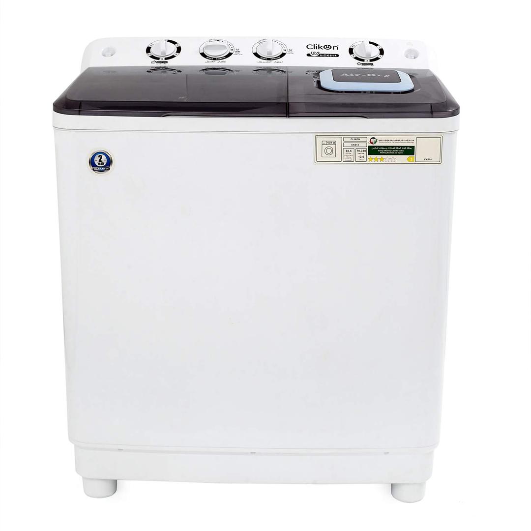 Clikon – 12Kg Twin Tub Washing Machine, Top Load Mechanism, Multiple Programs, Spin & Wash Timer, 3 Modes: Normal, Standard & Drain, Air Drying, 2 Year Warranty, 600 Watts – CK614