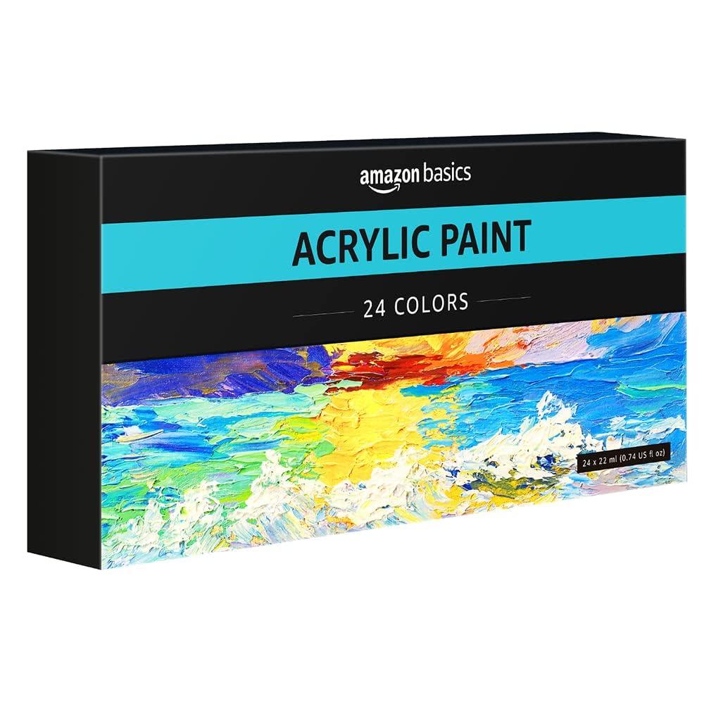 Amazon Basics Acrylic Paint Tubes, 24 Colors