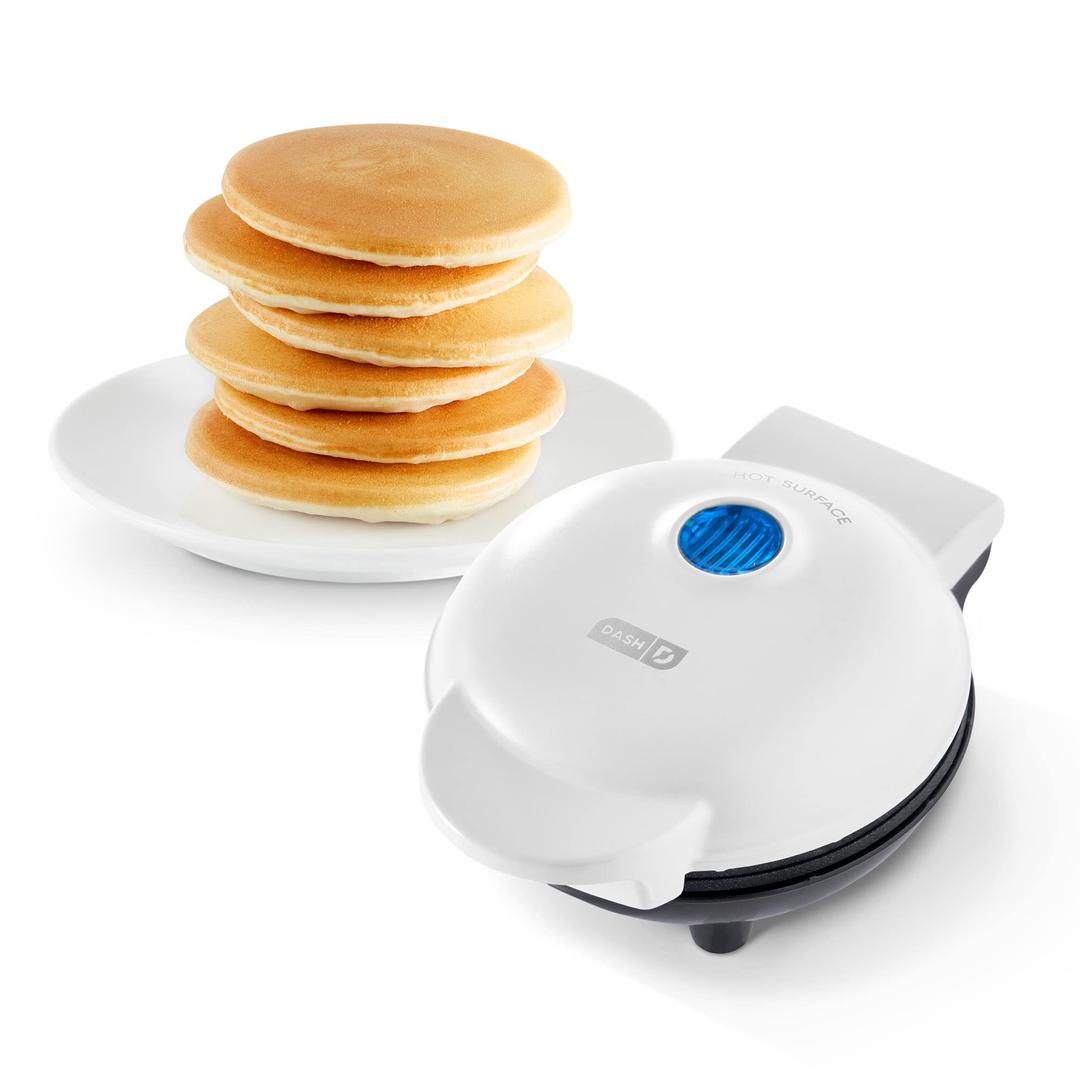 DASHMini Maker Electric Round Griddle for Individual Pancakes, Cookies, Eggs & other on the go Breakfast, Lunch & Snacks with Indicator Light + Included Recipe Book - White